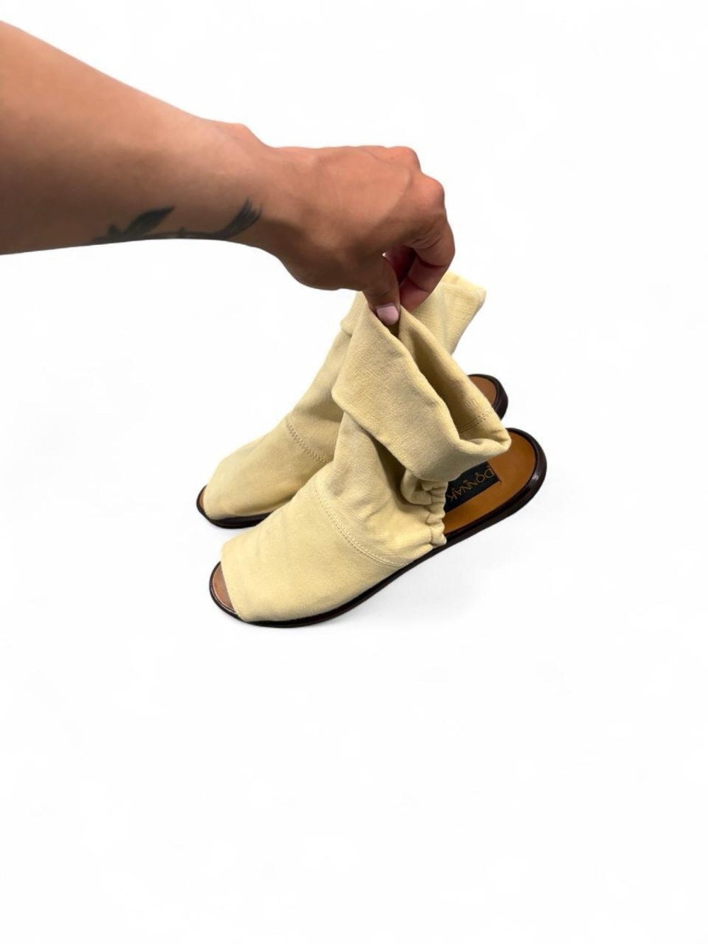 Donna Karan Light Beige Open-Toe Slide Mules